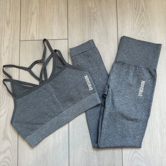 Gymshark Adapt gray marl sports bra leggings set XS Small - Picture 1 of 3